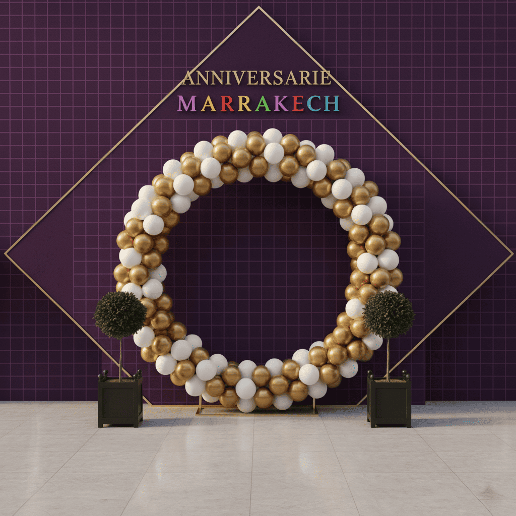 Cadre Hexagone Bohème Ballons Fête Marrakech